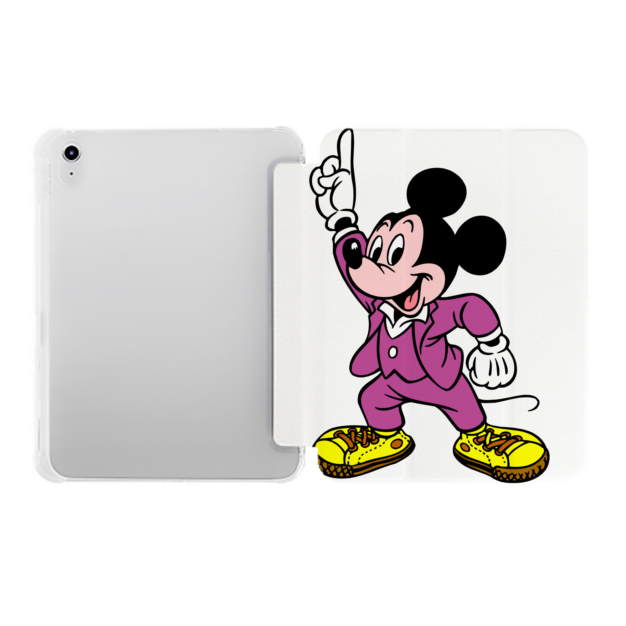 （画像用） ミッキーマウス Mickey Mouse IPad ケース ペン収納付き 三つ折りスタンド PUレザー×シリコン 対応機種9.5/10.5/10.9インチ